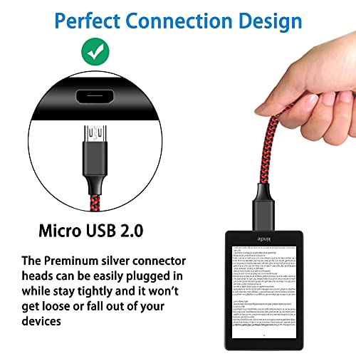 Android Charger Cord,Micro USB Cable Braided Fast Charging Cord Compatible with Kindle Fire HD 7 8 10 Tablet Moto E4 E5 G4 G5 G6 Play Samsung Galaxy J7 S7 J3 S6 Edge Note 5 4 LG G3 G4 V10 K20 K30 6ft