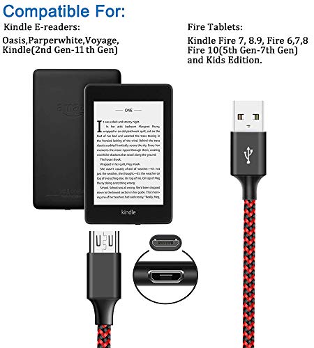 Android Charger Cord,Micro USB Cable Braided Fast Charging Cord Compatible with Kindle Fire HD 7 8 10 Tablet Moto E4 E5 G4 G5 G6 Play Samsung Galaxy J7 S7 J3 S6 Edge Note 5 4 LG G3 G4 V10 K20 K30 6ft