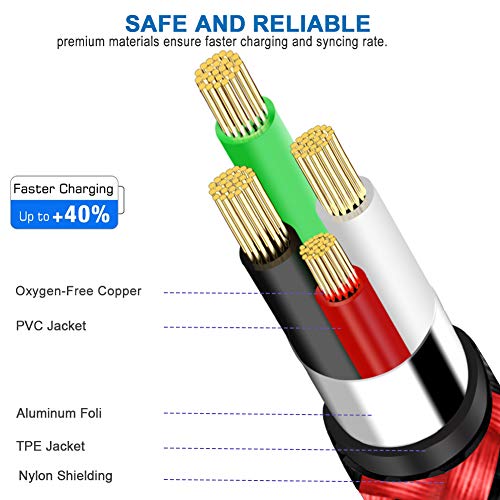 Android Charger Cord,Micro USB Cable Braided Fast Charging Cord Compatible with Kindle Fire HD 7 8 10 Tablet Moto E4 E5 G4 G5 G6 Play Samsung Galaxy J7 S7 J3 S6 Edge Note 5 4 LG G3 G4 V10 K20 K30 6ft