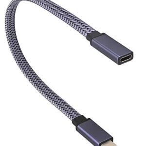 AAOTOKK Braided USB 3.1 Type c to Type C Connector Cable 60W&3A Short Type C 3.1 USB Male to Female Extension Cable Supports Charging,Data,Audio,Video Cable for Laptop&Tablet&Mobile Phone.(0.3M-M/F)