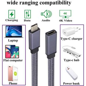 AAOTOKK Braided USB 3.1 Type c to Type C Connector Cable 60W&3A Short Type C 3.1 USB Male to Female Extension Cable Supports Charging,Data,Audio,Video Cable for Laptop&Tablet&Mobile Phone.(0.3M-M/F)