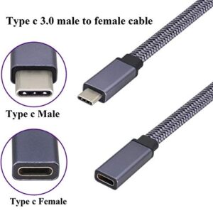 AAOTOKK Braided USB 3.1 Type c to Type C Connector Cable 60W&3A Short Type C 3.1 USB Male to Female Extension Cable Supports Charging,Data,Audio,Video Cable for Laptop&Tablet&Mobile Phone.(0.3M-M/F)