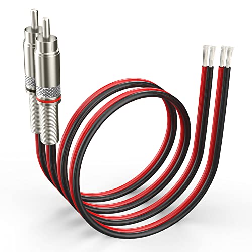 Pixelman (14AWG 5ft Red/Black RCA to Speaker Wire,Speaker Bare Cable to RCA Plug Adapter,Heavy Gauge 14 Gauge Speaker Wire RCA Jacks Speaker Cord,Speaker Cable Connector for Amplifier TV Subwoofer