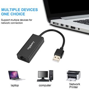 USB to Ethernet Adapter, Hopjuery Driver Free USB 2.0 to 10/100 Mbps Ethernet LAN Network Adapter, RJ45 Internet Adapter Compatible with MacBook, Surface,Notebook PC with Windows, XP, Vista