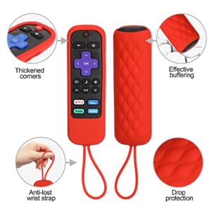 XianNv 3-Pack Roku Remote Cover TVRC280 TCL Roku Protection Universal Replacement Lightweight Shockproof TCL Roku TV Remote Control Cover with Lanyard Red Luminous Blue