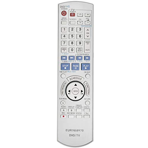 EUR7659Y70 Replace Remote Control fit for Panasonic DVD VCR Recorder DMR-ES45 DMR-ES46 DMR-ES35 DMR-ES45V DMR-ES35V DMR-ES36V DMR-ES45VS DMR-ES46V DMR-ES46VS DMRES45 DMRES46 DMRES35 DMRES45V DMRES35V