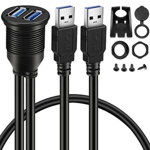 batige 2 pack dual usb 3.0 car mount flush cable usb3.0 male to female car mount extension cable waterproof for car truck boat motorcycle dashboard panel 3ft