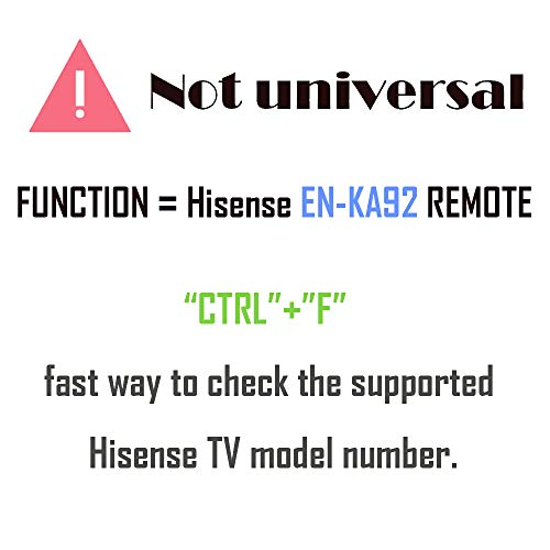 EN-KA92 Remote Control Replacement for Hisense tv 40H3E 32H3E 40H3C 40H3EC 32H3C 40H3B 32H3B2 32H3B1 32D37 32D20 with GP Alkaline 2 pcs Batteries