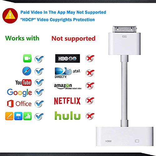 JIMAT 30-Pin to HDMI TV AV Cable Adapter Video Converter + Charging | Support iOS 9.3 | Extender Mirror Projector, TV, Monitor |