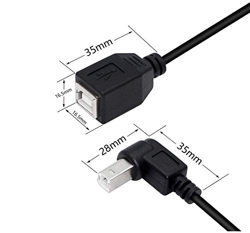 Meiyangjx USB 2.0 Type-B Printer Cable,(2-Pack) USB 2.0 B Female to 90 Degree Up + Down Right Angle B Male Printer Short Extension Cable,for Printer, Scanner and More (UP-Down)