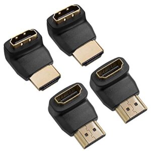 twisted veins hdmi 90 & 270 degree, 4-pack, right angle adapters/connectors, supports hdmi 2.0b 4k 60hz hdr