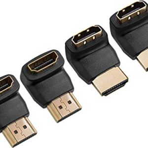 Twisted Veins HDMI 90 & 270 Degree, 4-Pack, Right Angle Adapters/Connectors, Supports HDMI 2.0b 4K 60hz HDR