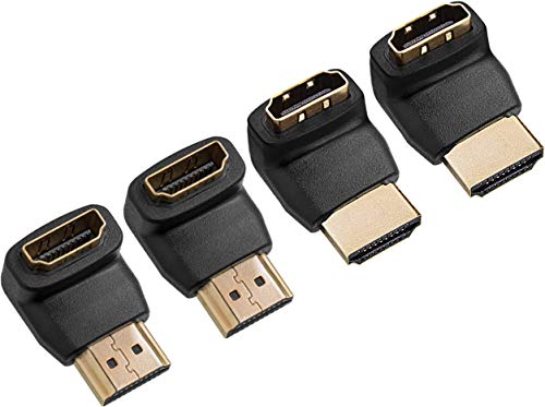 Twisted Veins HDMI 90 & 270 Degree, 4-Pack, Right Angle Adapters/Connectors, Supports HDMI 2.0b 4K 60hz HDR
