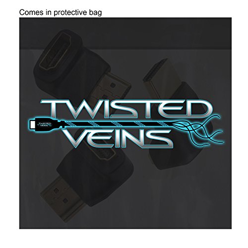 Twisted Veins HDMI 90 & 270 Degree, 4-Pack, Right Angle Adapters/Connectors, Supports HDMI 2.0b 4K 60hz HDR