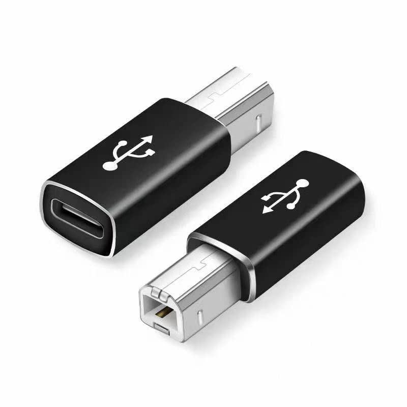 USB C to Printer Adapter, USB Type-C Female to USB Type-B Male Converter Compatible with HP Canon Printers, Scanner, Fax Machine, etc (Pack of 2)