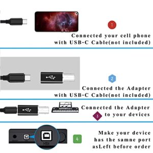 USB C to Printer Adapter, USB Type-C Female to USB Type-B Male Converter Compatible with HP Canon Printers, Scanner, Fax Machine, etc (Pack of 2)