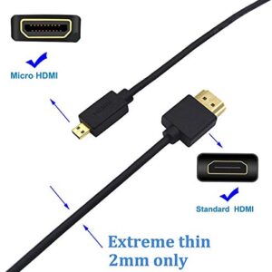 Duttek Micro HDMI to HDMI Cable, HDMI to Micro HDMI Cable, Extreme Slim Micro HDMI Male to HDMI Male Cable Support 1080P, 4K, 3D for GoPro Hero 8/7 Black,Sony A6500/A7,Canon Camera,etc(30cm/1feet)