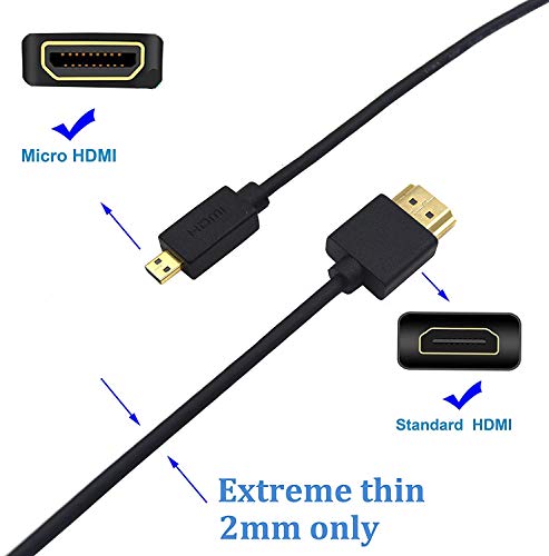 Duttek Micro HDMI to HDMI Cable, HDMI to Micro HDMI Cable, Extreme Slim Micro HDMI Male to HDMI Male Cable Support 1080P, 4K, 3D for GoPro Hero 8/7 Black,Sony A6500/A7,Canon Camera,etc(30cm/1feet)