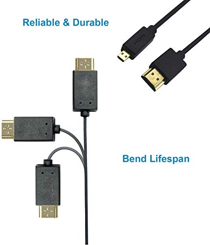 Duttek Micro HDMI to HDMI Cable, HDMI to Micro HDMI Cable, Extreme Slim Micro HDMI Male to HDMI Male Cable Support 1080P, 4K, 3D for GoPro Hero 8/7 Black,Sony A6500/A7,Canon Camera,etc(30cm/1feet)