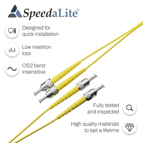 SpeedaLite ST to ST Fiber Patch Cable Single Mode 9/125 DX ST-ST | Duplex | OS2 | SM | Fiber Optic Cable | STST | ST ST | 2.0mm | Bend Insensitive | 1 Meter