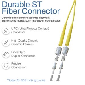 SpeedaLite ST to ST Fiber Patch Cable Single Mode 9/125 DX ST-ST | Duplex | OS2 | SM | Fiber Optic Cable | STST | ST ST | 2.0mm | Bend Insensitive | 1 Meter