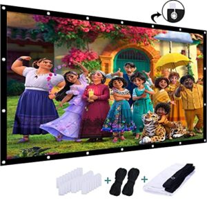 120 inch projector screen, torabow movie projector screen 16:9 foldable and portable anti-crease indoor outdoor projection double sided video projector screen for party, home, office, classroom