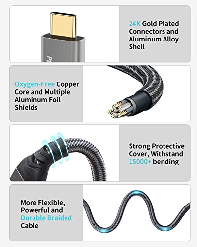 PHIXERO USB C to USB C Cable (100W/20Gbps/1.6Ft), 4K@60Hz Video Output Type-C Cable, 2-in-1 USB-A/C to USB-C Cable, USB C 3.2 Gen 2×2 Cable for MacBook Pro/Air/iPad Pro USB-C Monitor