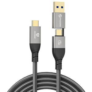 phixero usb c to usb c cable (100w/20gbps/1.6ft), 4k@60hz video output type-c cable, 2-in-1 usb-a/c to usb-c cable, usb c 3.2 gen 2×2 cable for macbook pro/air/ipad pro usb-c monitor