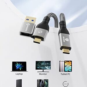 PHIXERO USB C to USB C Cable (100W/20Gbps/1.6Ft), 4K@60Hz Video Output Type-C Cable, 2-in-1 USB-A/C to USB-C Cable, USB C 3.2 Gen 2×2 Cable for MacBook Pro/Air/iPad Pro USB-C Monitor