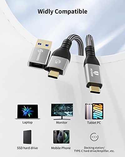 PHIXERO USB C to USB C Cable (100W/20Gbps/1.6Ft), 4K@60Hz Video Output Type-C Cable, 2-in-1 USB-A/C to USB-C Cable, USB C 3.2 Gen 2×2 Cable for MacBook Pro/Air/iPad Pro USB-C Monitor