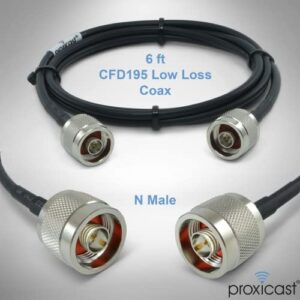 Proxicast 6 ft N Male to N Male Premium 195 Series Low-Loss Coaxial Cable (50 Ohm) for 4G LTE, 5G Modems/Routers, Ham, ADS-B, GPS, RF Radio to Antenna or Surge Arrester Use (ANT-180-001-06)