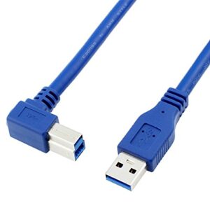 bluwee usb 3.0 cable – type a-male to right angle type b-male printer scanner cord – 2 feet (0.6 meters) – round blue
