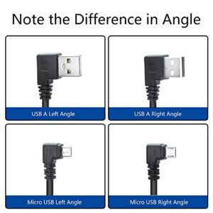 Short Micro USB Power Cable,25cm 90 Degree Left Angle USB 2.0 A Male to Micro USB Male Charging and The Data Transfer,for Phone and Dash Cam,Camera,etc,Micro USB Port Use(2Pcs)