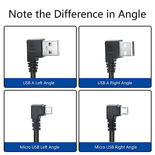 Short Micro USB Power Cable,25cm 90 Degree Left Angle USB 2.0 A Male to Micro USB Male Charging and The Data Transfer,for Phone and Dash Cam,Camera,etc,Micro USB Port Use(2Pcs)