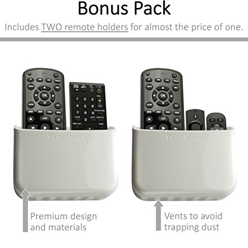 TotalMount Universal Remote Control Holders (Quantity 2 - Two Remotes per Holder - White)