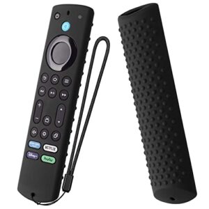 silicone cover for ns-rcfna-21 insignia/toshiba firetv remote, silicone protective case for tv omni series and tv 4-series 4k remote with lanyard(black)