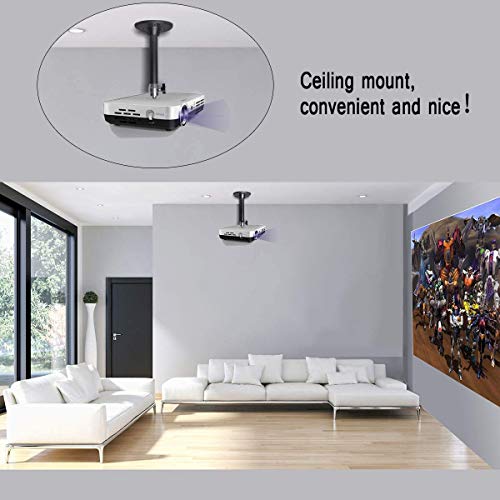 Universal Mini Projector Mount Hanger 360° Rotatable Projector Ceiling Mount with Length 7in/18cm for Projector CCTV DVR Camera Black Projector Wall Mount Holder with Thread Adapters