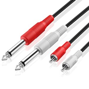 TNP Premium Dual 1/4 Inch to Dual RCA Audio Cable (3FT) - Male 6.35mm 1/4" Phono Mono to RCA Connector Wire Cord Plug Jack
