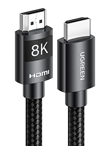 UGREEN HDMI 2.1 Cable 8K 10FT Ultra High Speed HDMI Cord Braided 48Gbps 4K@120Hz 8K@60Hz Support Dynamic HDR eARC Dolby Atmos HDCP Compatible with PS5 PS4 Xbox Roku TV HDTV Blu-ray Projector