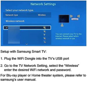 WiFi TV Adapter for Samsung Smart TV, Wireless Capable WLAN USB, Compatible Some Samsung TV, 2.4/5G 300Mbps USB Adapter