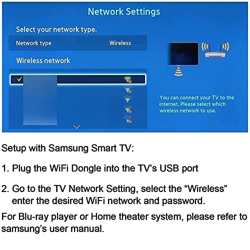 WiFi TV Adapter for Samsung Smart TV, Wireless Capable WLAN USB, Compatible Some Samsung TV, 2.4/5G 300Mbps USB Adapter