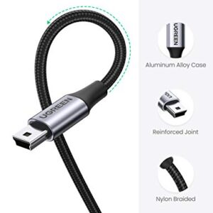 UGREEN Mini USB Cable USB 2.0 Type A to Mini B Cable Nylon Braided Charging Cord Compatible for GoPro Hero 3 Hero HD PS3 Controller MP3 Player Dash Cam Digital Camera GPS Receiver PDA 10FT