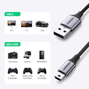 UGREEN Mini USB Cable USB 2.0 Type A to Mini B Cable Nylon Braided Charging Cord Compatible for GoPro Hero 3 Hero HD PS3 Controller MP3 Player Dash Cam Digital Camera GPS Receiver PDA 10FT