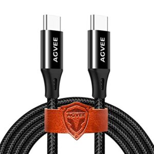 agvee long usb-c to usb-c cable 3 pack 10ft braided fast type-c to c charger, pd 60w charging cord for samsung s21 s20 s10 note 10 20, pixel 2 3 4 xl, ipad pro 2018 2020, case friendly, black