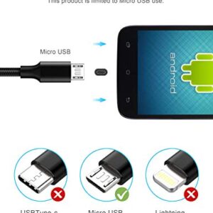 Micro USB Cable, Spater Nylon Braided Cord Android Charger (2-Pack, 6.6 Feet) Sync and Fast Charging Cable Compatible with Samsung, Kindle, Android Smartphones, Moto G5, PS4 (Black)