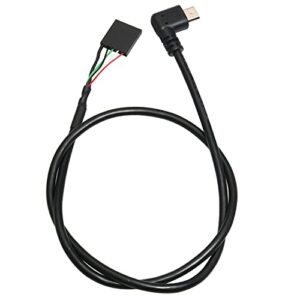 bairong 90 degree right angle micro usb male to 5 pin motherboard female adapter extended cable 50cm, black