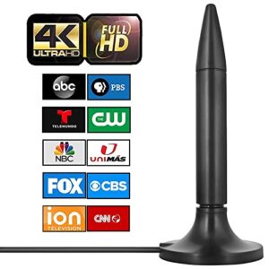tv antenna, 2023 newest hdtv indoor digital tv antenna, amplified hdtv antenna 300 mile range reception – 10ft high performance coaxial cable, supports 1080p and 4k all tv