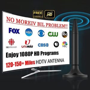 TV Antenna, 2023 Newest HDTV Indoor Digital TV Antenna, Amplified HDTV Antenna 300 Mile Range Reception - 10ft High Performance Coaxial Cable, Supports 1080P and 4K All TV