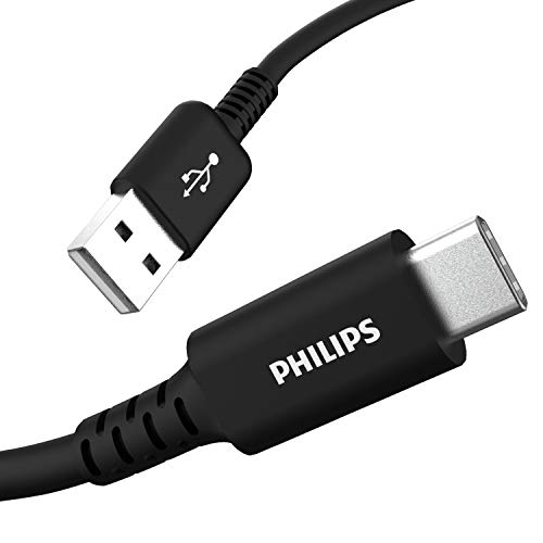 Philips Accessories USB-C to USB-A Charging Cable, 6 Ft Cord, USB-If Certified, 15W, Compatible W/iPad Pro, MacBook Pro, Samsung Galaxy S21/S10/S9/Plus, Google Pixel 5/C/3/2/XL, Black, DLC4106A/37