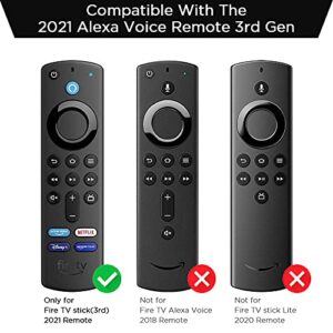 3 Pack Case for Alexa Voice Remote 3rd Gen 2021, Protective Cover for Fire TV Stick 4k 2021 Remote Control Replacement All-New Silicone Sleeve Skin Holder Protector-Glow Blue,Glow Green,Red